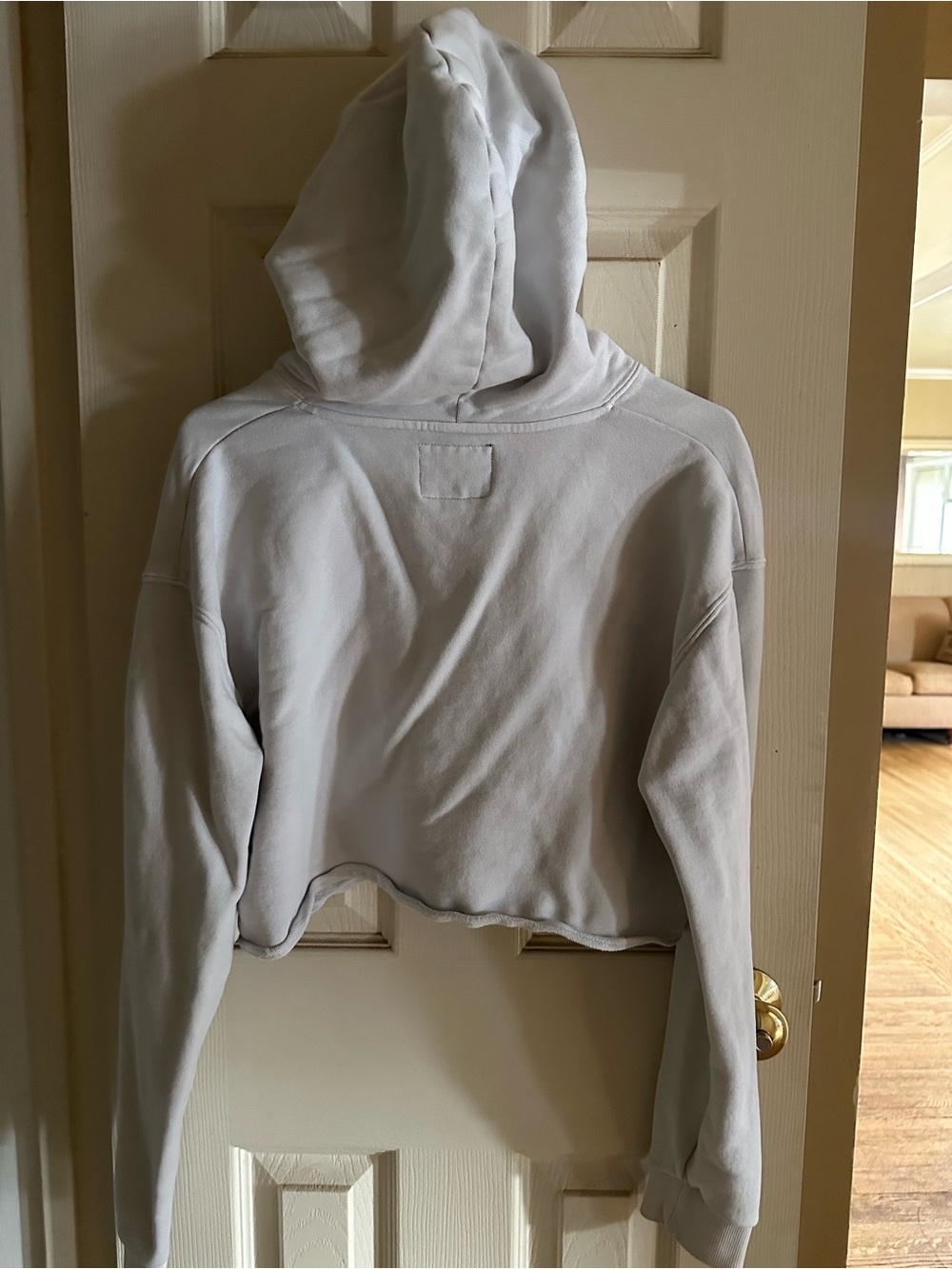Darc Sport White Cropped "Wolves" Hoodie with Flaming Wolf Graphic - Picture 2 of 3